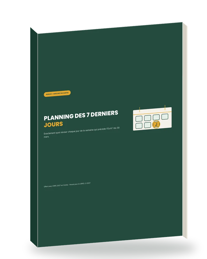 Bonus 3 : E-book Planning des 7 derniers jours