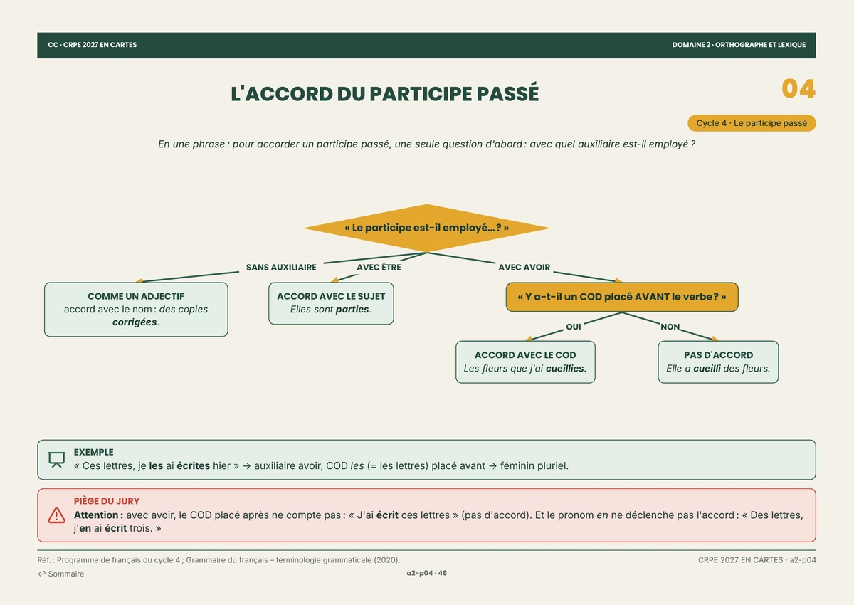Page du pack : L'accord du participe passé — Orthographe et compréhension